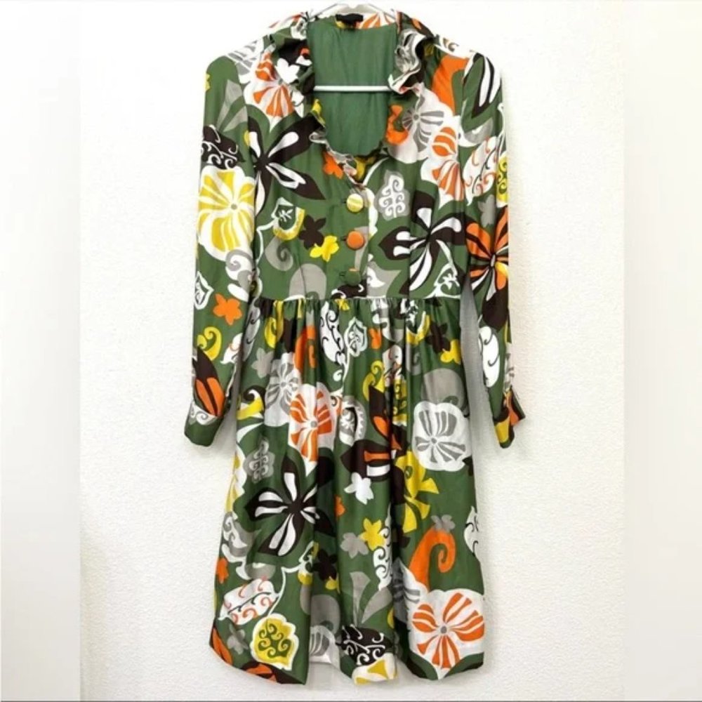 J Crew Collection Retro Bahia floral silk dress
